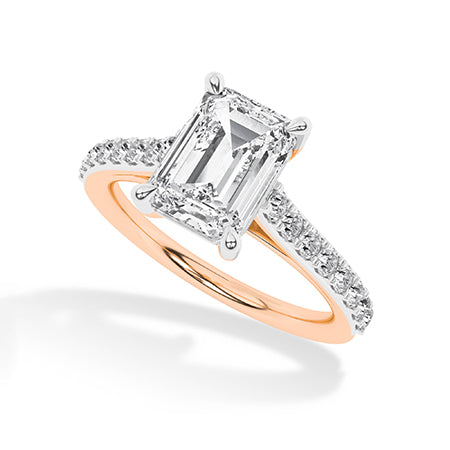 Emerald LG Diamond Ring in Rose Gold - Binson Diamonds Antwerp