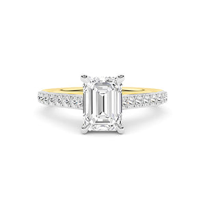 Emerald Lab-Grown Diamond Ring in 18K yellow gold, overhead view
