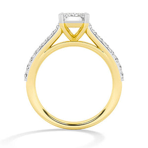 Emerald Lab-Grown Diamond Ring in 18K yellow gold, front view