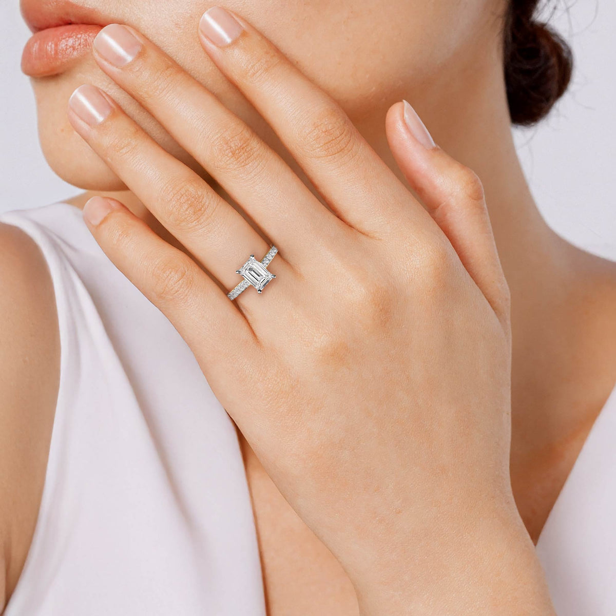 Emerald LG Diamond Ring in Rose Gold - Binson Diamonds Antwerp