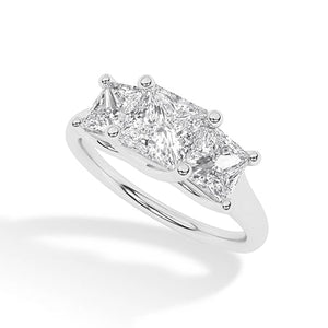 Princess Lab-Grown Diamond Ring in 18K white gold, angled view