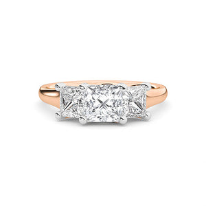 Princess Lab-Grown Diamond Ring in 18K rose gold, overhead view | Binson Diamonds
