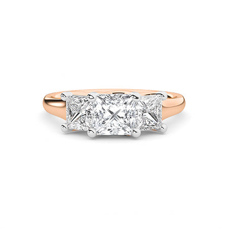 Princess LG Diamond Ring in Rose Gold - Binson Diamonds Antwerp