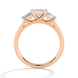 Princess Lab-Grown Diamond Ring in 18K rose gold, front view