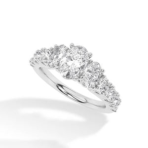 Oval Lab-Grown Diamond Ring in 18K white gold, angled view