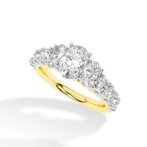 Oval Lab-Grown Diamond Ring in 18K yellow gold, angled view