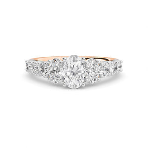 Oval Lab-Grown Diamond Ring in 18K rose gold, overhead view