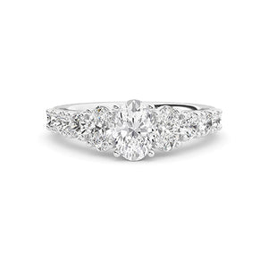 Oval Lab-Grown Diamond Ring in 18K white gold, overhead view