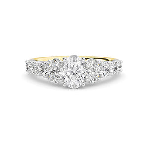 Oval Lab-Grown Diamond Ring in 18K yellow gold, overhead view | Binson Diamonds
