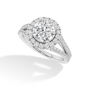 Round Lab-Grown Diamond Ring in 18K white gold, angled view