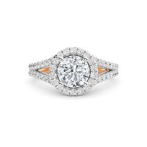 Round Lab-Grown Diamond Ring in 18K rose gold, overhead view | Binson Diamonds