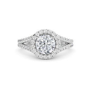 Round Lab-Grown Diamond Ring in 18K white gold, overhead view