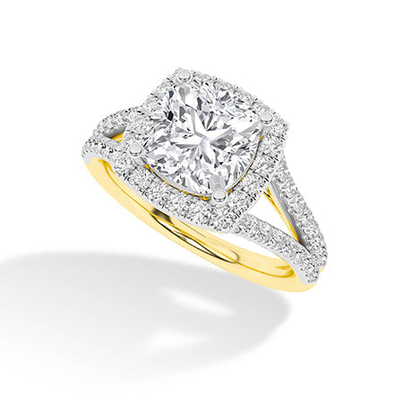Cushion LG Diamond Ring in Yellow Gold - Binson Diamonds Antwerp