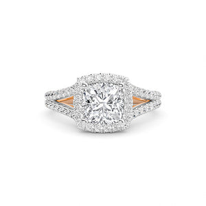 Cushion Lab-Grown Diamond Ring in 18K rose gold, overhead view