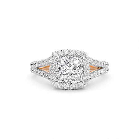 Cushion LG Diamond Ring in Yellow Gold - Binson Diamonds Antwerp