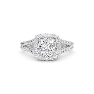 Cushion Lab-Grown Diamond Ring in 18K white gold, overhead view