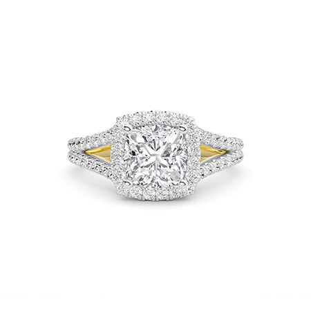 Cushion LG Diamond Ring in Yellow Gold - Binson Diamonds Antwerp