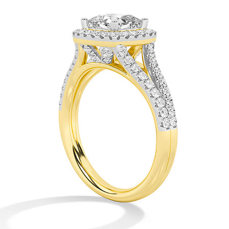 Cushion LG Diamond Ring in Yellow Gold - Binson Diamonds Antwerp