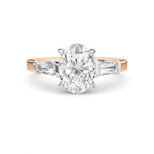 Oval Lab-Grown Diamond Ring in 18K rose gold, overhead view