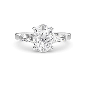 Oval Lab-Grown Diamond Ring in 18K white gold, overhead view