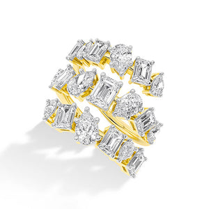 Emerald Lab-Grown Diamond Ring in 18K yellow gold, angled view