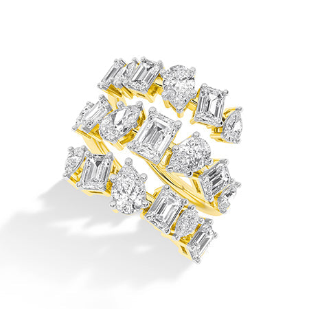 Emerald LG Diamond Ring in Yellow Gold - Binson Diamonds Antwerp