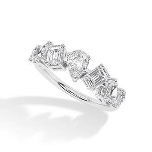 Emerald Lab-Grown Diamond Ring in 18K white gold, angled view