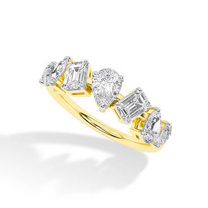 Emerald Lab-Grown Diamond Ring in 18K yellow gold, angled view