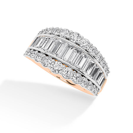 Baguette LG Diamond Ring in Rose Gold - Binson Diamonds Antwerp