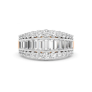Baguette Lab-Grown Diamond Ring in 18K rose gold, overhead view | Binson Diamonds