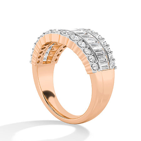 Baguette LG Diamond Ring in Rose Gold - Binson Diamonds Antwerp