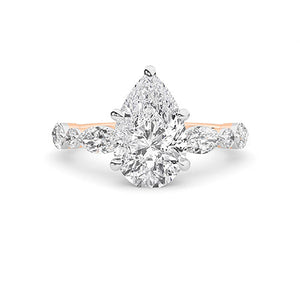 Pear Lab-Grown Diamond Ring in 18K rose gold, overhead view
