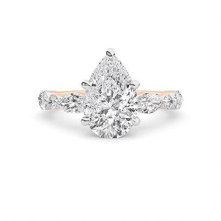 Pear LG Diamond Ring in White Gold - Binson Diamonds Antwerp