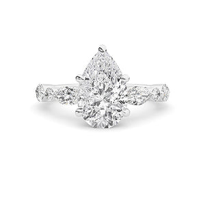 Pear Lab-Grown Diamond Ring in 18K white gold, overhead view | Binson Diamonds