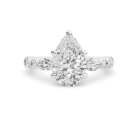 Pear LG Diamond Ring in White Gold - Binson Diamonds Antwerp