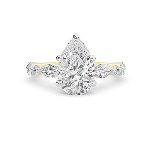 Pear Lab-Grown Diamond Ring in 18K yellow gold, overhead view