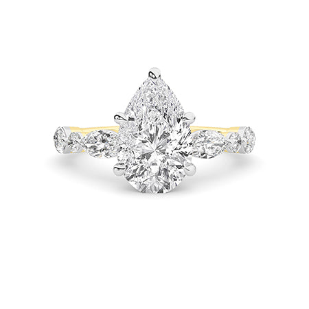Pear LG Diamond Ring in White Gold - Binson Diamonds Antwerp