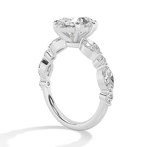Pear Lab-Grown Diamond Ring in 18K white gold, side view