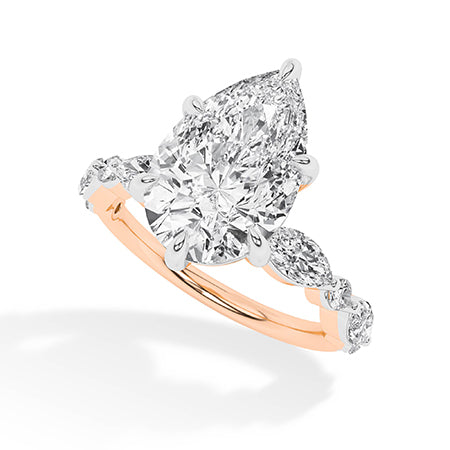 Pear LG Diamond Ring in Yellow Gold - Binson Diamonds Antwerp