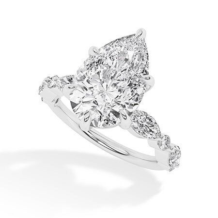 Pear LG Diamond Ring in Yellow Gold - Binson Diamonds Antwerp
