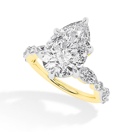Pear LG Diamond Ring in Yellow Gold - Binson Diamonds Antwerp