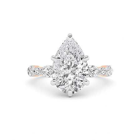 Pear LG Diamond Ring in Yellow Gold - Binson Diamonds Antwerp