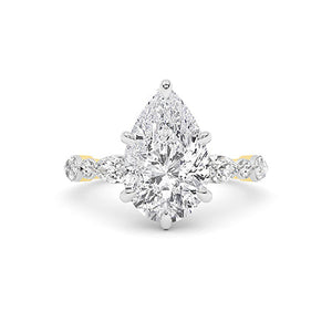 Pear LG Diamond Ring in Yellow Gold - Binson Diamonds Antwerp