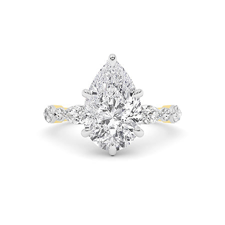 Pear LG Diamond Ring in Yellow Gold - Binson Diamonds Antwerp