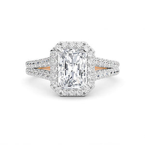 Radiant Lab-Grown Diamond Ring in 18K rose gold, overhead view