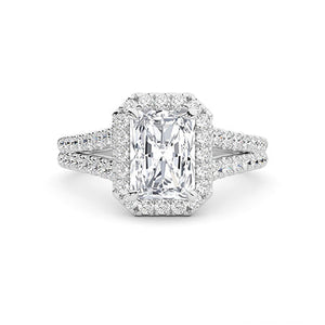 Radiant Lab-Grown Diamond Ring in 18K white gold, overhead view