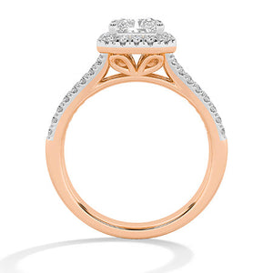 Radiant Lab-Grown Diamond Ring in 18K rose gold, front view