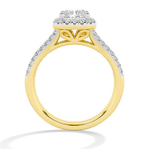 Radiant Lab-Grown Diamond Ring in 18K yellow gold, front view