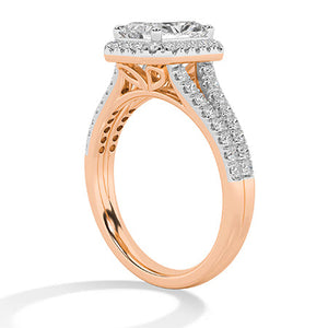 Radiant Lab-Grown Diamond Ring in 18K rose gold, side view