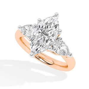 Marquise Lab-Grown Diamond Ring in 18K rose gold, angled view